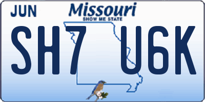 MO license plate SH7U6K