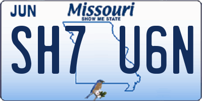 MO license plate SH7U6N