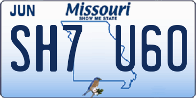 MO license plate SH7U6O
