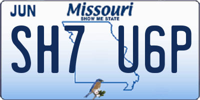 MO license plate SH7U6P