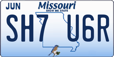 MO license plate SH7U6R