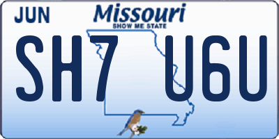 MO license plate SH7U6U