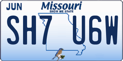 MO license plate SH7U6W