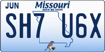 MO license plate SH7U6X