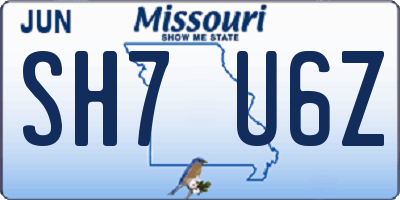 MO license plate SH7U6Z