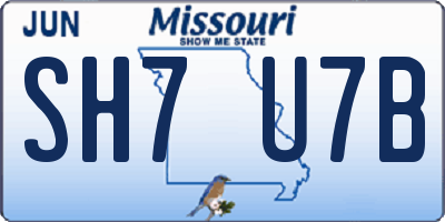 MO license plate SH7U7B