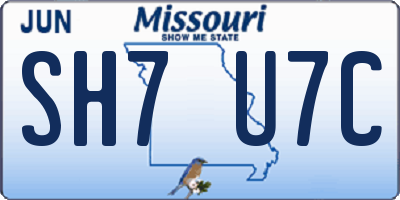 MO license plate SH7U7C