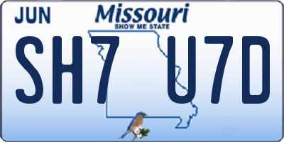 MO license plate SH7U7D