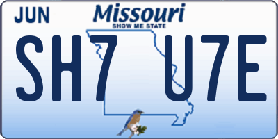 MO license plate SH7U7E