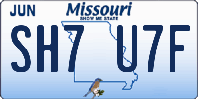 MO license plate SH7U7F