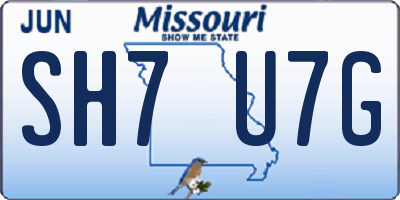 MO license plate SH7U7G