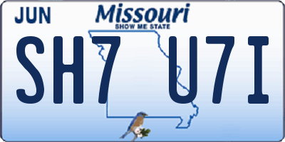 MO license plate SH7U7I