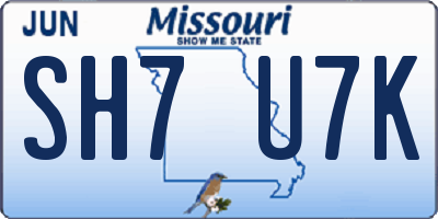 MO license plate SH7U7K