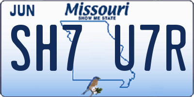 MO license plate SH7U7R