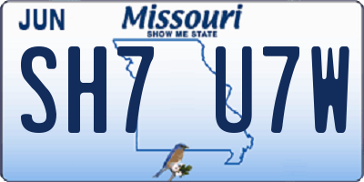 MO license plate SH7U7W