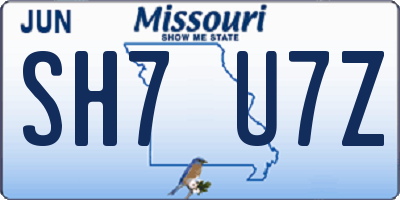 MO license plate SH7U7Z