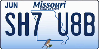 MO license plate SH7U8B
