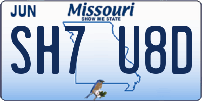 MO license plate SH7U8D