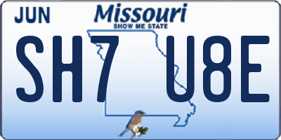 MO license plate SH7U8E