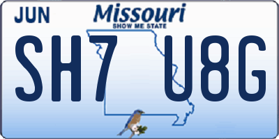 MO license plate SH7U8G