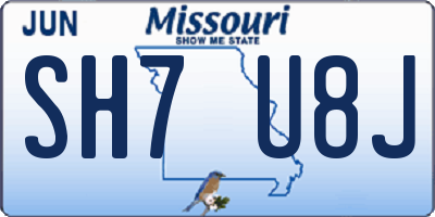 MO license plate SH7U8J