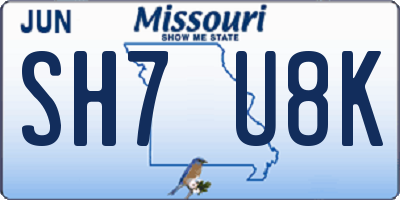 MO license plate SH7U8K