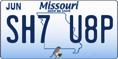 MO license plate SH7U8P