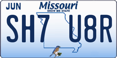 MO license plate SH7U8R