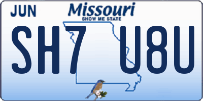 MO license plate SH7U8U