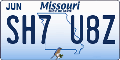 MO license plate SH7U8Z