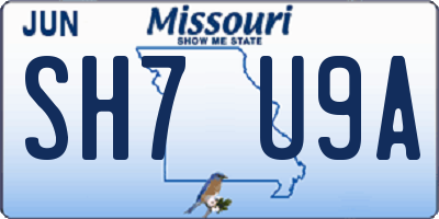 MO license plate SH7U9A