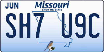MO license plate SH7U9C