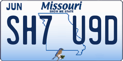 MO license plate SH7U9D