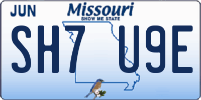 MO license plate SH7U9E