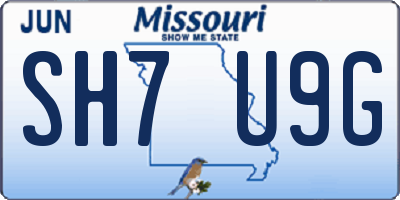 MO license plate SH7U9G