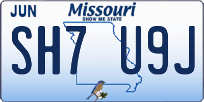 MO license plate SH7U9J