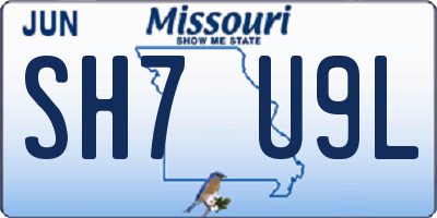 MO license plate SH7U9L