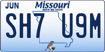 MO license plate SH7U9M