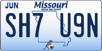 MO license plate SH7U9N