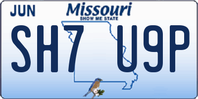 MO license plate SH7U9P