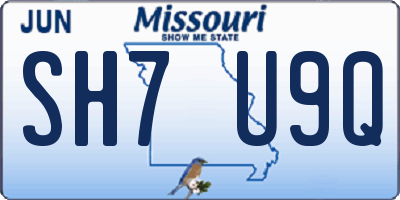 MO license plate SH7U9Q