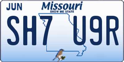 MO license plate SH7U9R