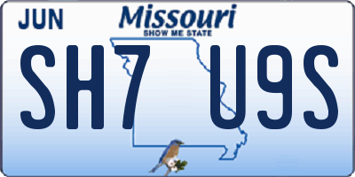 MO license plate SH7U9S