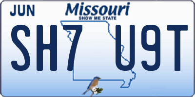 MO license plate SH7U9T