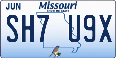 MO license plate SH7U9X