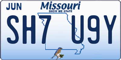MO license plate SH7U9Y