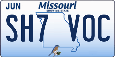 MO license plate SH7V0C