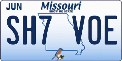 MO license plate SH7V0E