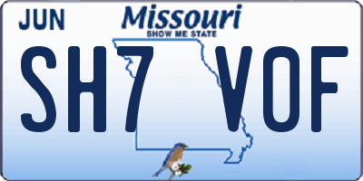 MO license plate SH7V0F