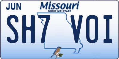 MO license plate SH7V0I
